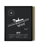 Unframed Pittsburgh / Butler Regional Airport map print poster