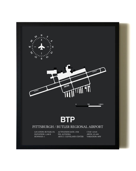 Unframed Pittsburgh / Butler Regional Airport map print poster