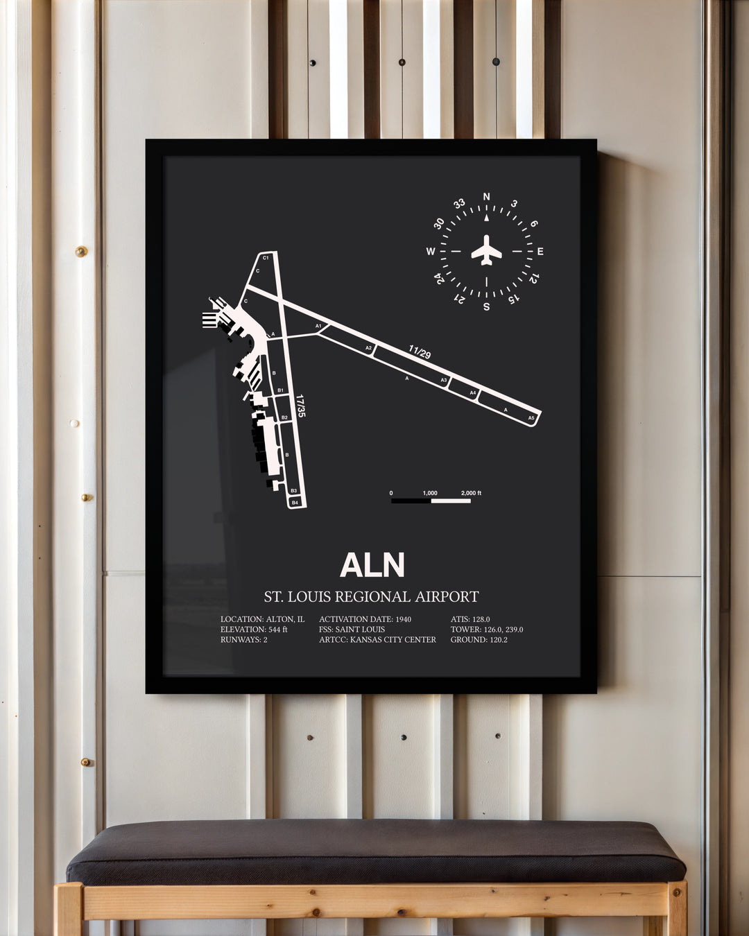 Frame color options for St. Louis Regional Airport Wall Art