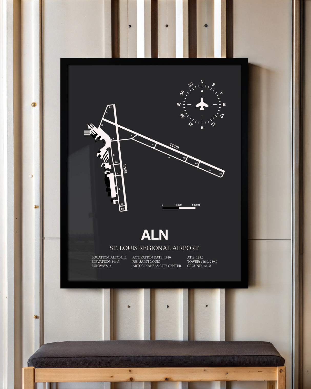 Frame color options for St. Louis Regional Airport Wall Art