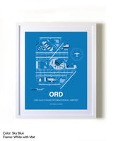 Chicago O'Hare International Airport framed wall art in white frame with mat