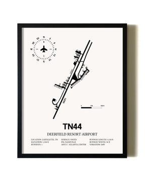 Framed Deerfield Resort Airport wall art poster in black frame