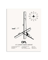 Gray St. Landry Parish Airport framed poster displayed in an airplane hangar