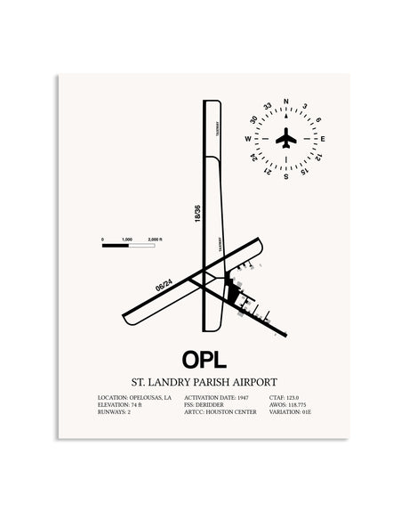 Gray St. Landry Parish Airport framed poster displayed in an airplane hangar