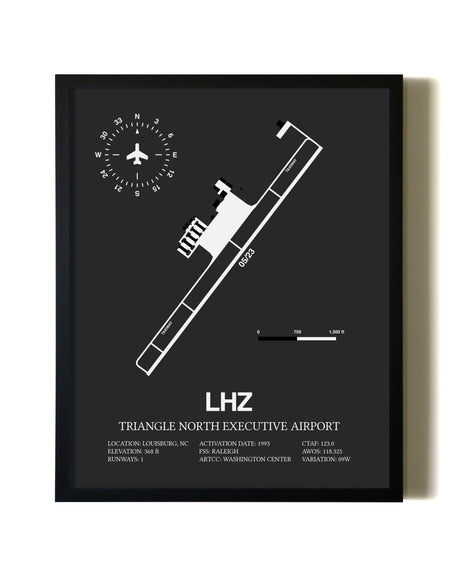 Unframed Triangle North Executive Airport map print poster