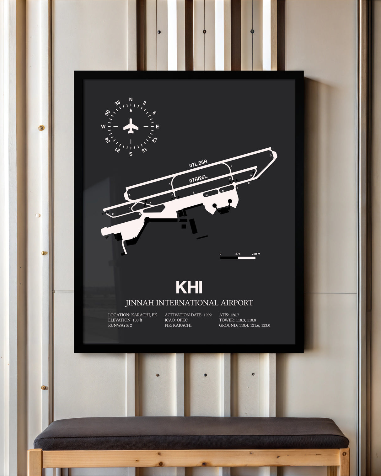 Frame color options for Jinnah International Airport Wall Art