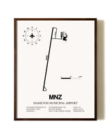Hamilton Municipal Airport aviation print in walnut frame