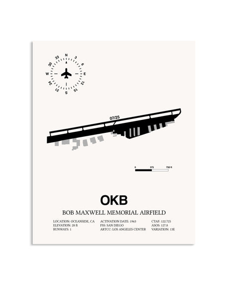 Gray Bob Maxwell Memorial Airfield framed poster displayed in an airplane hangar