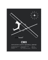 Gray Framed Houghton County Memorial Airport layout wall art poster