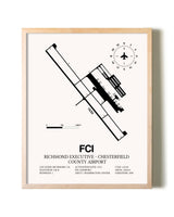Richmond Executive-Chesterfield County Airport framed wall art in white frame