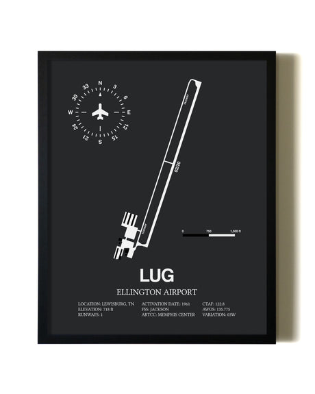 Unframed Ellington Airport map print poster