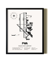 Framed Wiley Post Airport wall art poster in black frame