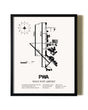 Framed Wiley Post Airport wall art poster in black frame