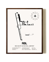 Red Bluff Municipal Airport aviation print in walnut frame