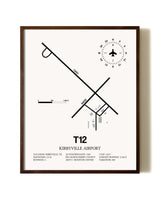 Kirbyville Airport aviation print in walnut frame