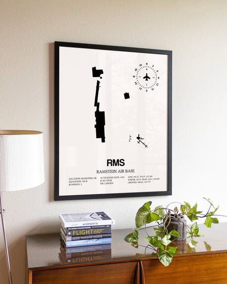 Ramstein Air Base aviation wall décor in black wood frame