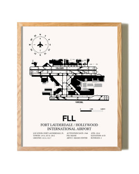 Fort Lauderdale / Hollywood International Airport framed print in natural wood frame