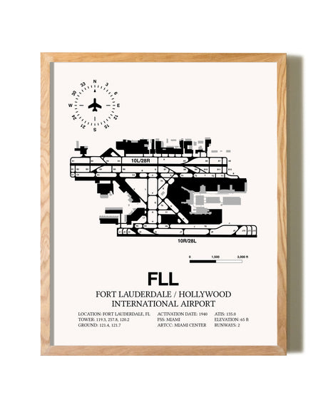 Fort Lauderdale / Hollywood International Airport framed print in natural wood frame