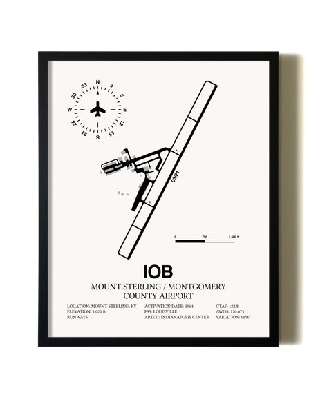 Framed Mount Sterling / Montgomery County Airport wall art poster in black frame