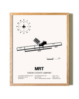 Union County Airport framed print in natural wood frame