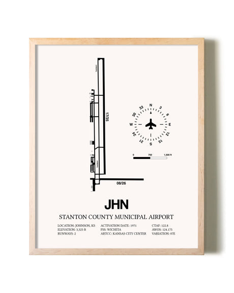 Stanton County Municipal Airport framed wall art in white frame