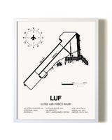 Luke Air Force Base airport map poster in oak frame
