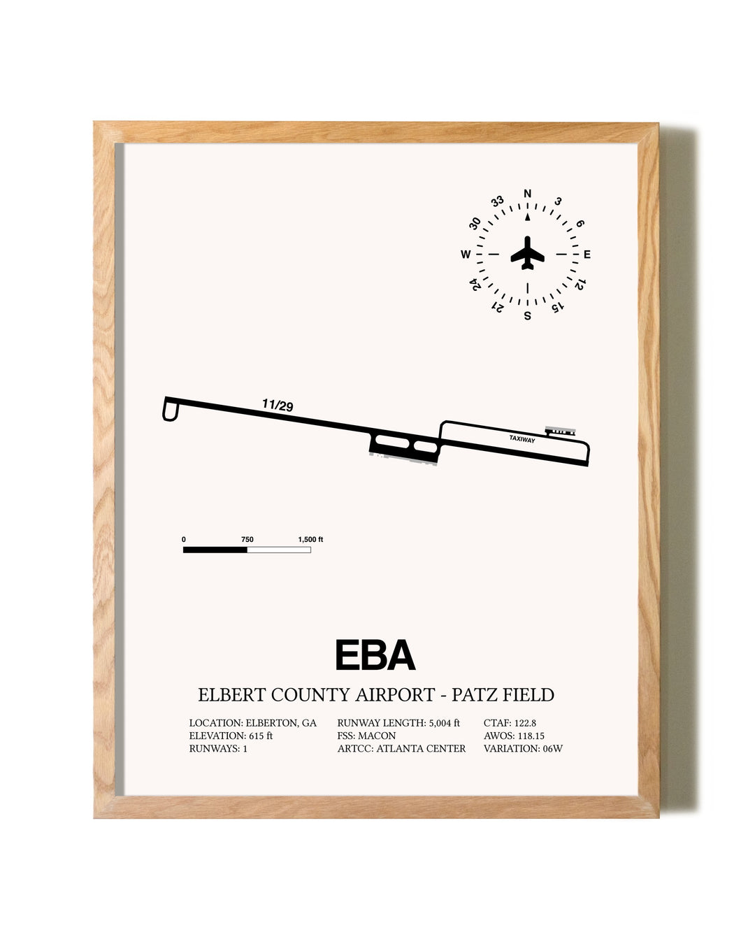 Elbert County Airport-Patz Field framed print in natural wood frame