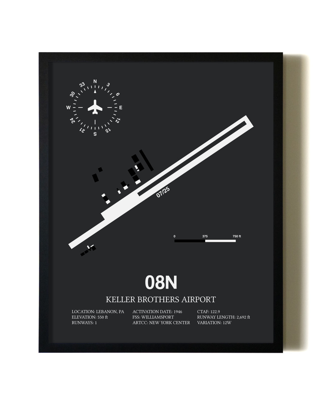 Unframed Keller Brothers Airport map print poster