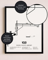Framed Wood County Airport layout wall art poster