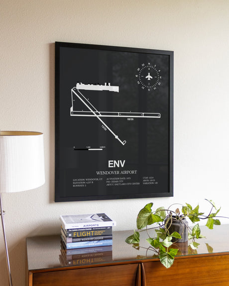 Gray Framed Wendover Airport wall art poster in black frame