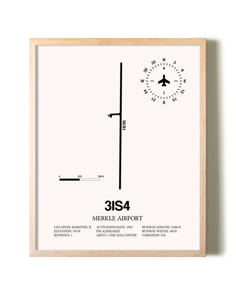 Merkle Airport framed wall art in white frame