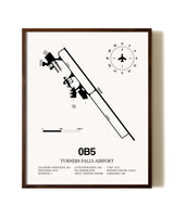Turners Falls Airport aviation print in walnut frame
