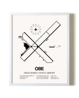 Okeechobee County Airport airport map poster in oak frame
