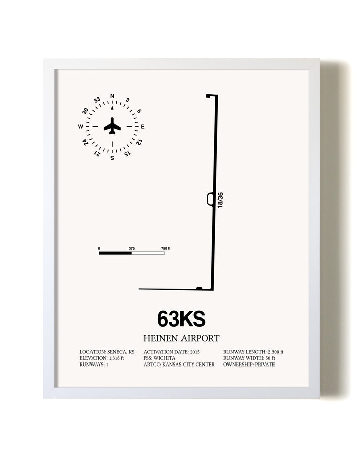 Heinen Airport airport map poster in oak frame