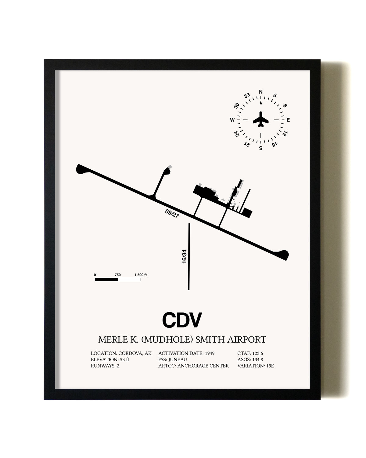 Framed Merle K. (Mudhole) Smith Airport wall art poster in black frame