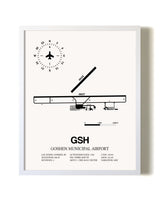 Goshen Municipal Airport airport map poster in oak frame