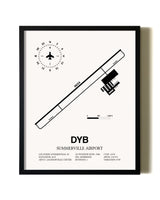 Framed Summerville Airport wall art poster in black frame
