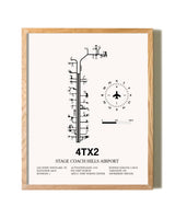 Stage Coach Hills Airport framed print in natural wood frame