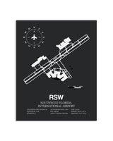 Gray Framed Southwest Florida International Airport layout wall art poster