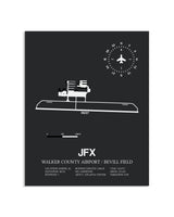 Gray Framed Walker County Airport / Bevill Field layout wall art poster