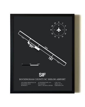 Unframed Rockingham County NC Shiloh Airport map print poster