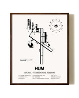 Houma-Terrebonne Airport aviation print in walnut frame