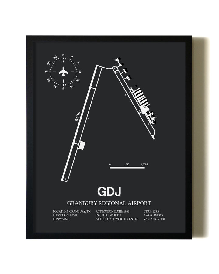 Unframed Granbury Regional Airport map print poster