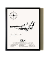 Framed Duluth International Airport wall art poster in black frame