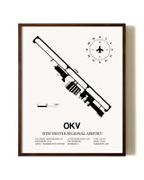 Winchester Regional Airport aviation print in walnut frame