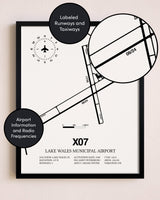 Framed Lake Wales Municipal Airport layout wall art poster