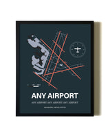 Slate Framed Any Airport wall art poster in black frame