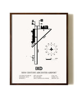 New Century Aircenter Airport aviation print in walnut frame
