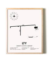 Liberty County Airport framed wall art in white frame