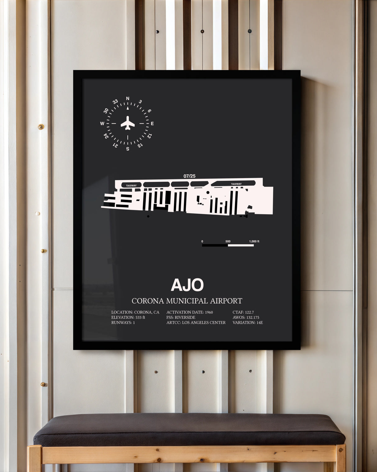 Frame color options for Corona Municipal Airport Wall Art